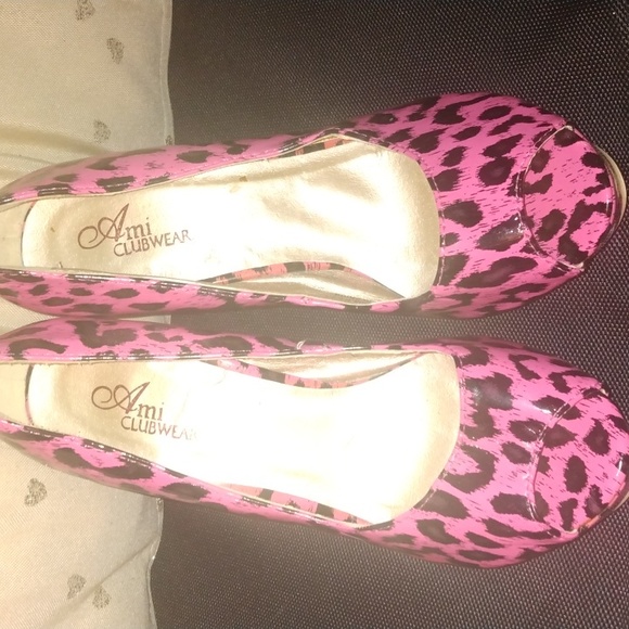 Ami clubwear pink leopard pattern heels sz 7 - Picture 17 of 17